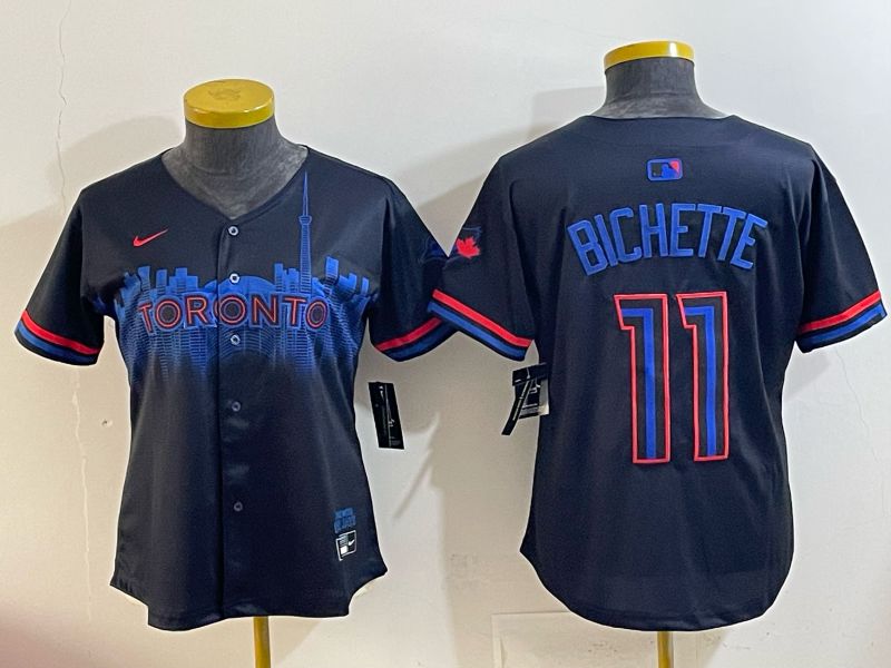 Women 2025 Toronto Blue Jays #11 Bichette black Joint Name Nike MLB Jersey style 001